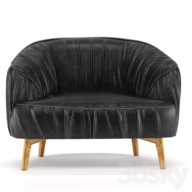 Wrinkled leather sofa black 3d