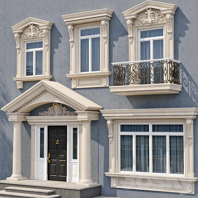 Windows and doors in the style of modern classics 5 3dsky