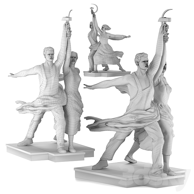 Worker and collective farmer 3dsky