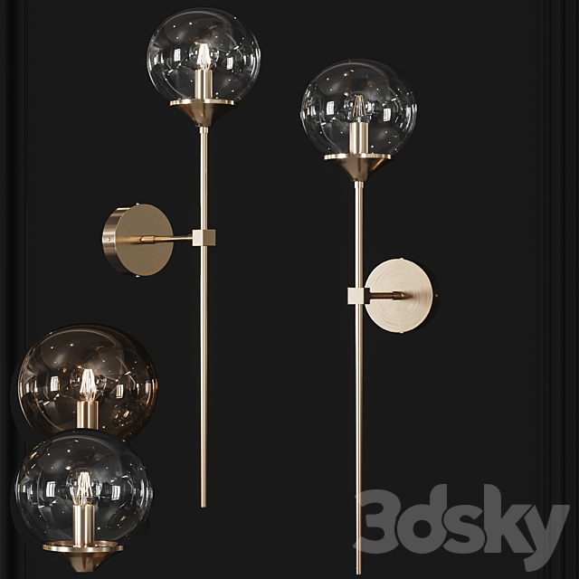 Retro Long Pole Brass Contemporary Wall Sconce 3DSMax File - thumbnail 2