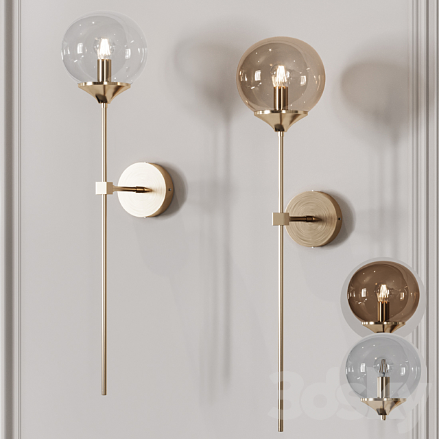 Retro Long Pole Brass Contemporary Wall Sconce 3DSMax File - thumbnail 1