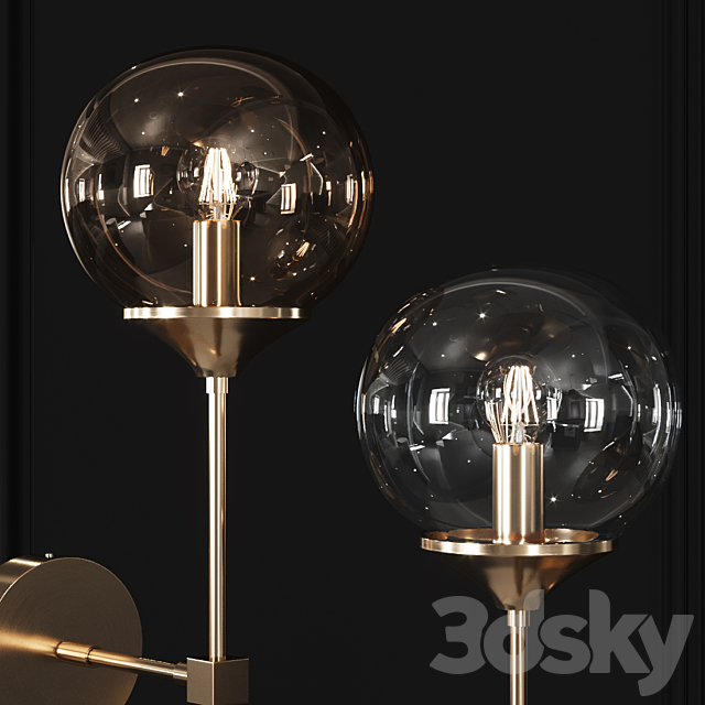 Retro Long Pole Brass Contemporary Wall Sconce 3DSMax File - thumbnail 3
