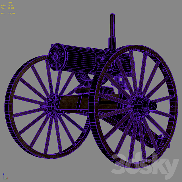 Antique Bronze Gun 3DS Max Model - thumbnail 4