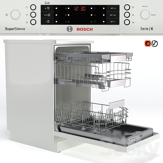 Dishwasher Bosch SuperSilence SPS66TW11R 3dsky
