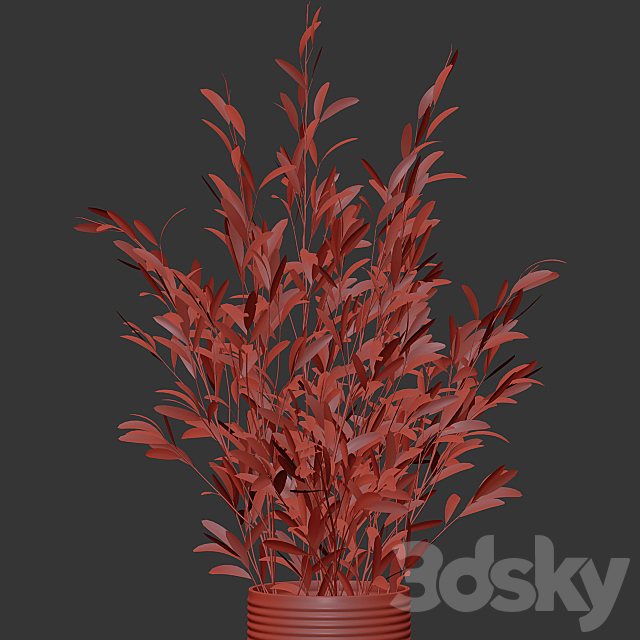 Olive stems in simple glass ribbed vase 3DSMax File - thumbnail 3