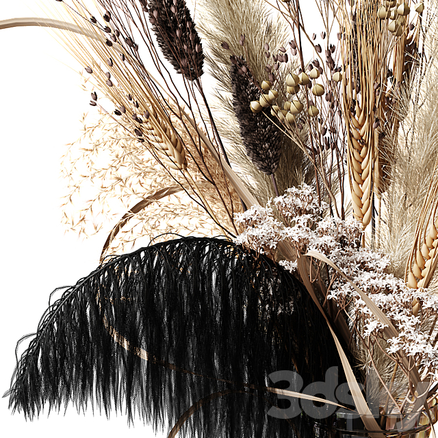 Bouquet of dried flowers with a black feather 3DSMax File - thumbnail 2