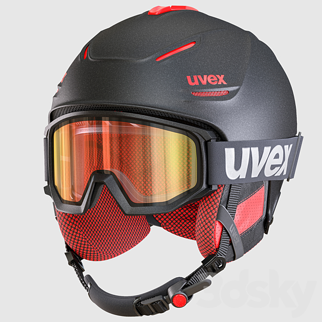 Ski Helmet and Goggles Uvex Sports 3D Models