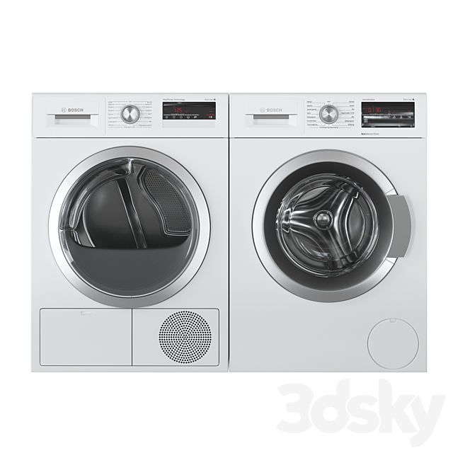 Bosch Washer Serie 6 Dryer Serie 4 Laundry Room 3DSMax File - thumbnail 2