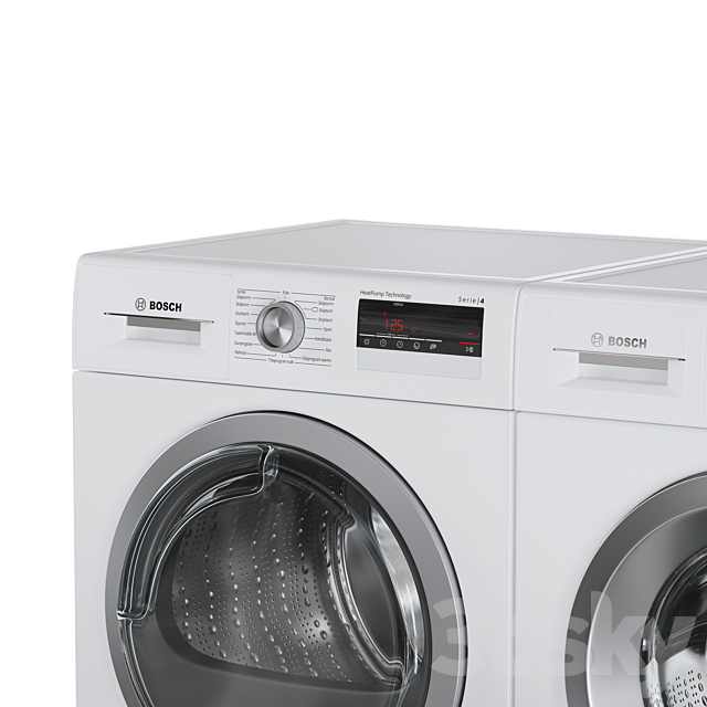 Bosch Washer Serie 6 Dryer Serie 4 Laundry Room 3DSMax File - thumbnail 3
