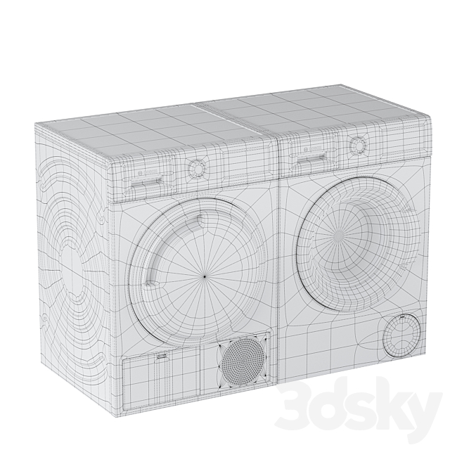 Bosch Washer Serie 6 Dryer Serie 4 Laundry Room 3DSMax File - thumbnail 4