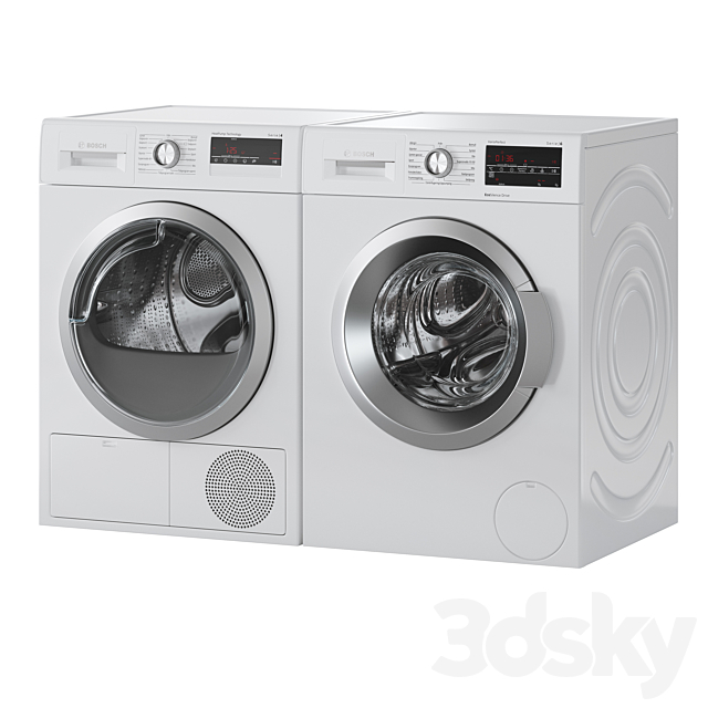 Bosch Washer Serie 6 Dryer Serie 4 Laundry Room 3DSMax File - thumbnail 1