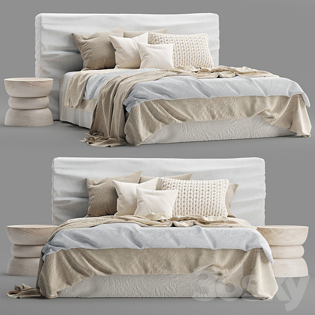 Zulu Upholstered Bed White 3DSMax File - thumbnail 1
