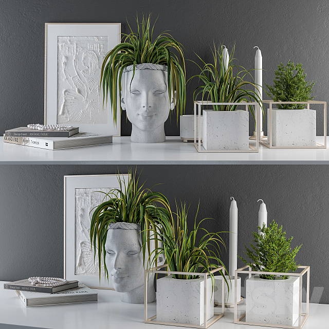 Decorative Set Sculpt Pot and Plants 3DSMax File - thumbnail 1