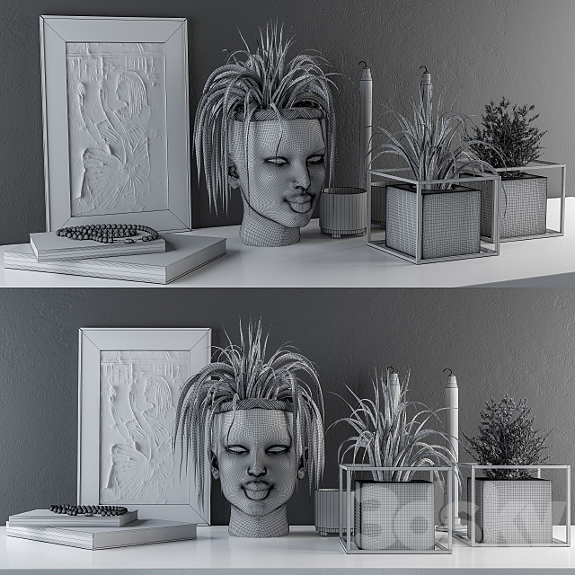 Decorative Set Sculpt Pot and Plants 3DSMax File - thumbnail 3