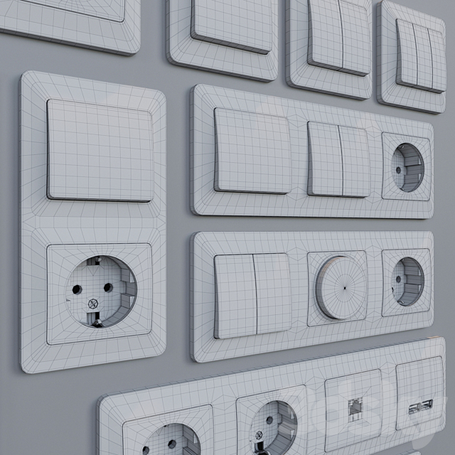 Sockets and switchers Schneider Electric Glossa | White 3dskyfree