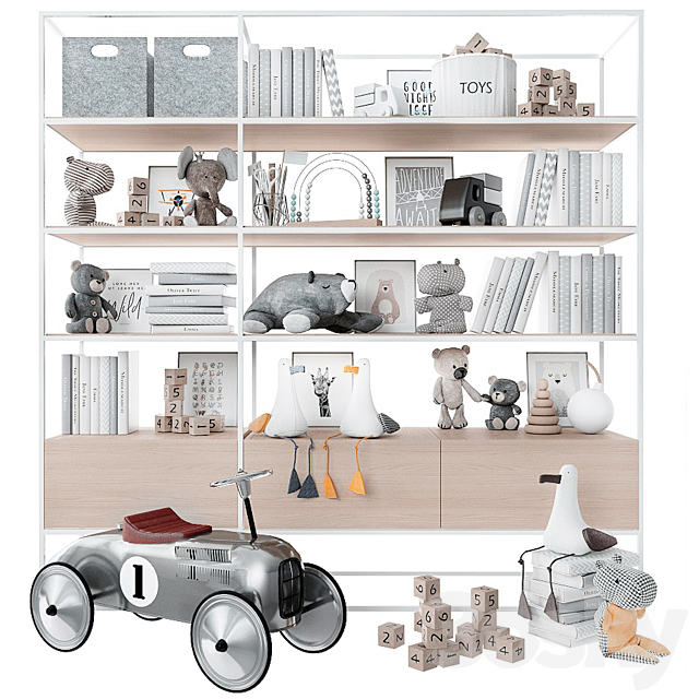 Bookcase with toys and books. 3DSMax File - thumbnail 1