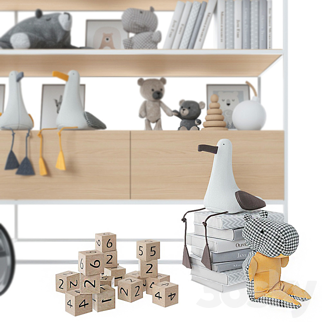 Bookcase with toys and books. 3DSMax File - thumbnail 3
