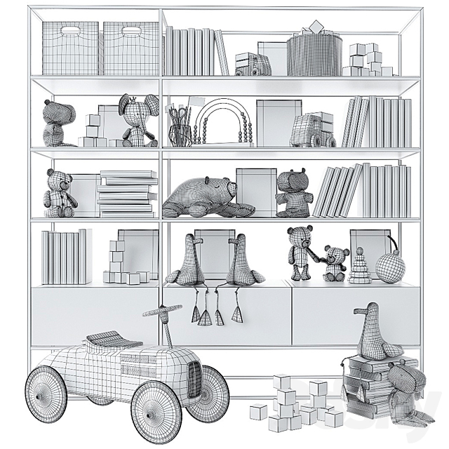 Bookcase with toys and books. 3DSMax File - thumbnail 5
