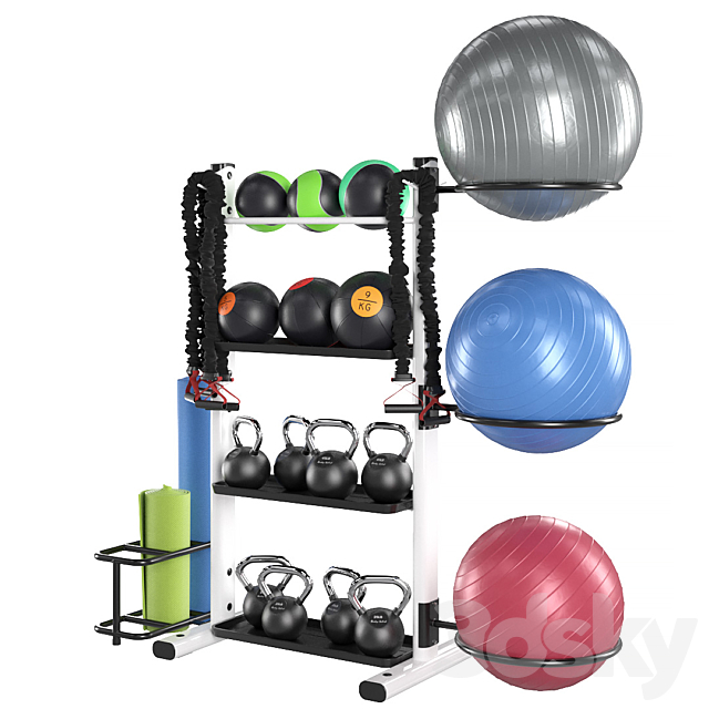 Fitness accessories rack 3d
