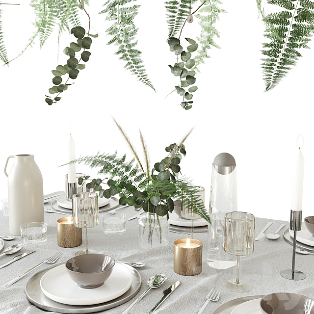 Tableware with fern 3d