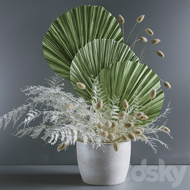 Bouquet with fern and lagurus 3DSMax File - thumbnail 1