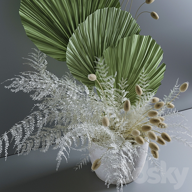 Bouquet with fern and lagurus 3DSMax File - thumbnail 2