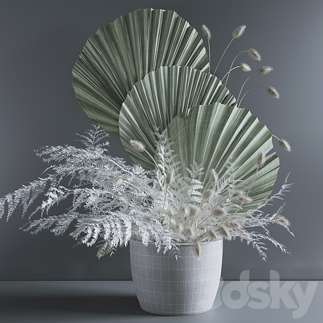 Bouquet with fern and lagurus 3DSMax File - thumbnail 4