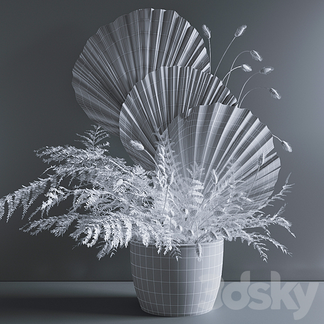 Bouquet with fern and lagurus 3DSMax File - thumbnail 5
