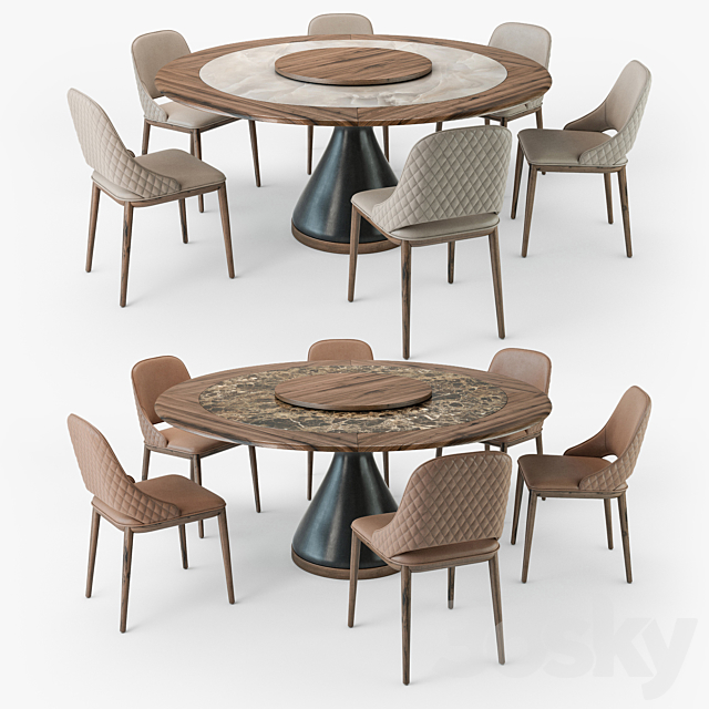 Tonin Casa Dolly table Malva Elite chair 3DSMax File - thumbnail 3