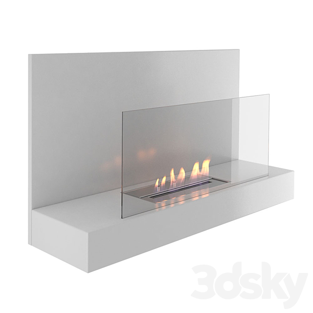 Animated fireplace Clement Nero _ Bianco 3d