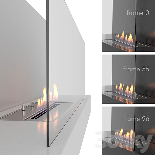 Animated fireplace Clement Nero _ Bianco 3dsky
