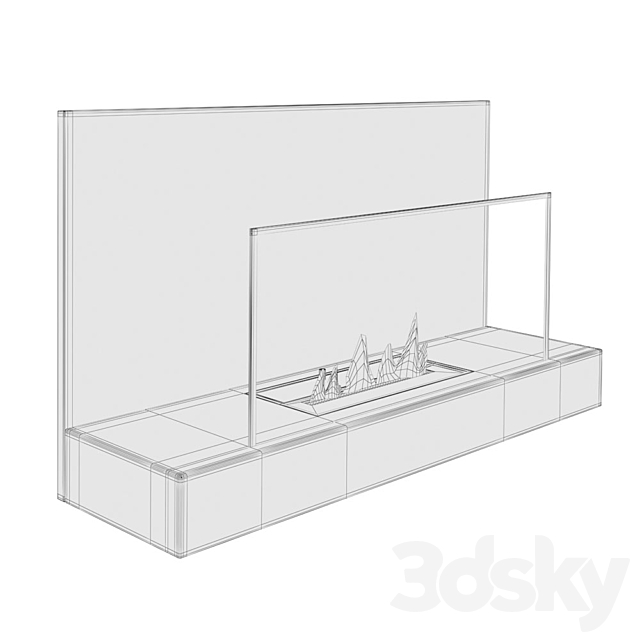 Animated fireplace Clement Nero _ Bianco 3dskyfree