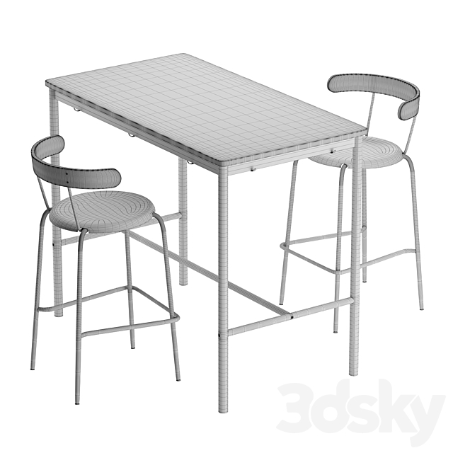 Bar stool Yngvar Ikea and table Tommarud 3d