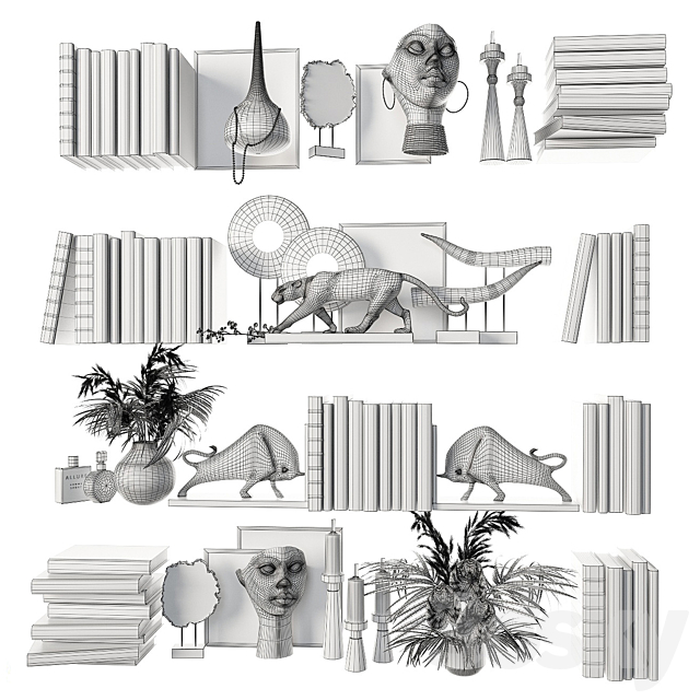 Decorative set for filling shelves 8 3d