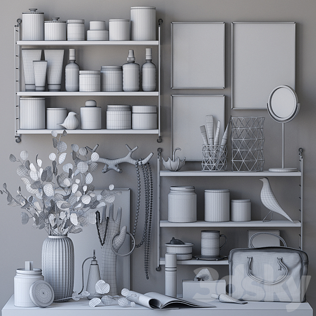 Decorative set for a dressing table 3dskyfree