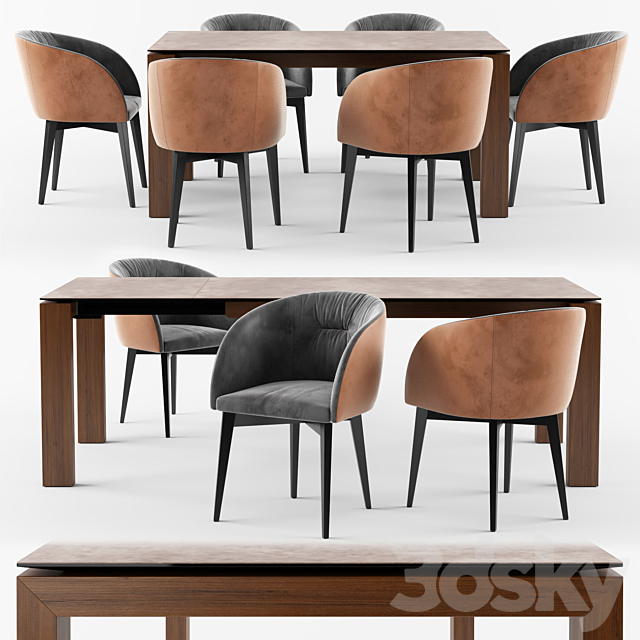 Connubia Calligaris Sigma Dining Table_ROSIE SOFT armchair 3DSMax File - thumbnail 1