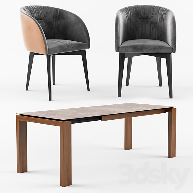 Connubia Calligaris Sigma Dining Table_ROSIE SOFT armchair 3DSMax File - thumbnail 2
