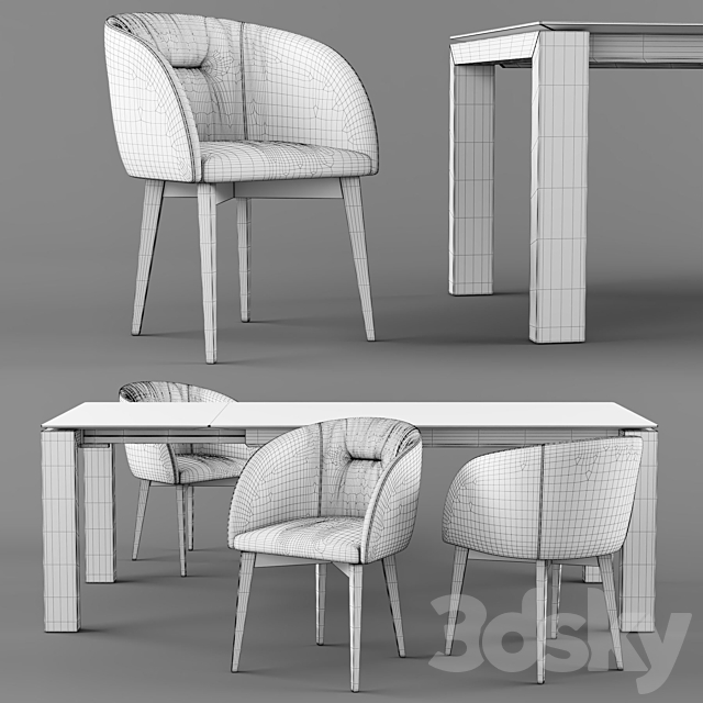 Connubia Calligaris Sigma Dining Table_ROSIE SOFT armchair 3DSMax File - thumbnail 4