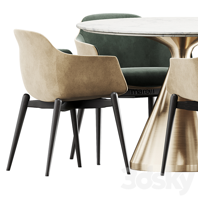 Marelli & West elm Silhouette dining set 3d