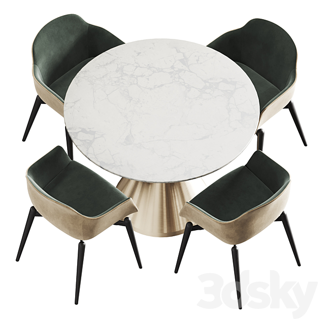 Marelli & West elm Silhouette dining set 3dsky