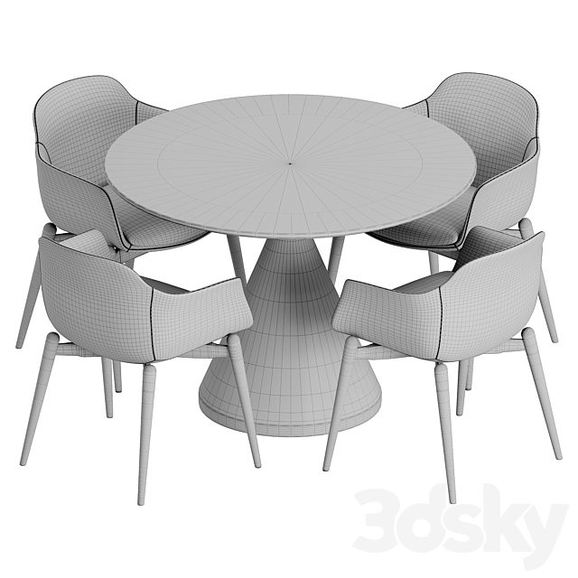 Marelli & West elm Silhouette dining set 3dskyfree