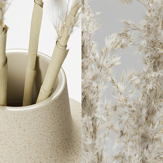 Vases with dried plants 3DSMax File - thumbnail 3