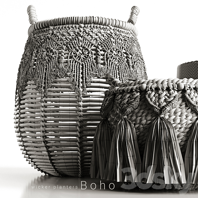 Boho wicker planters 3dskyfree