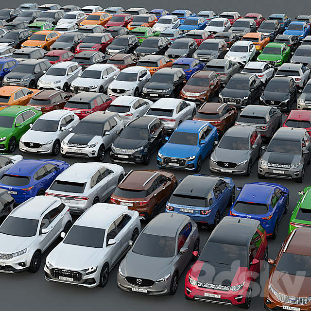 Set of low poly cars 2 3d