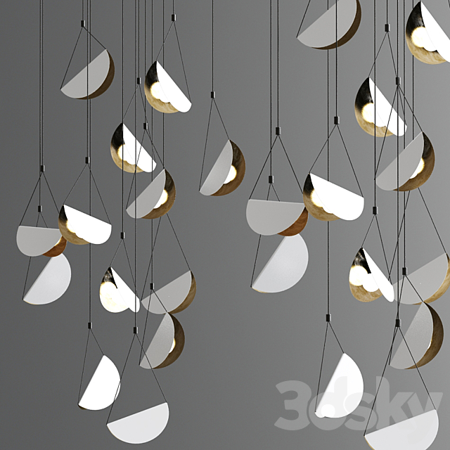 White glider pendant light chandelier 3DSMax File - thumbnail 1