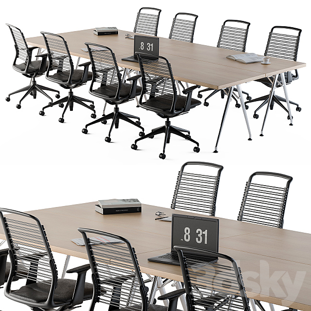 Conference Table Set For Office 3d