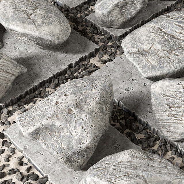 Slab tile gravel monument n1 _ Square with stones monument 3DSMax File - thumbnail 3