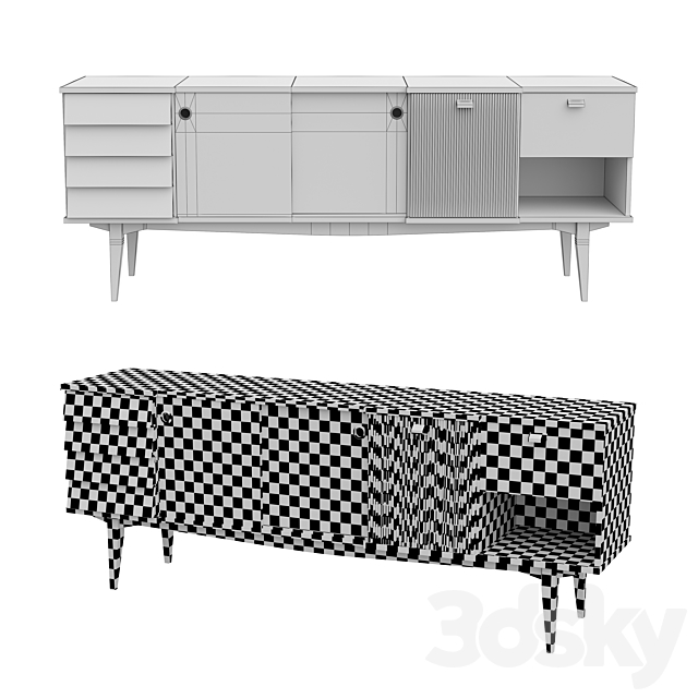 Italian vintage chest of drawers 3DSMax File - thumbnail 2