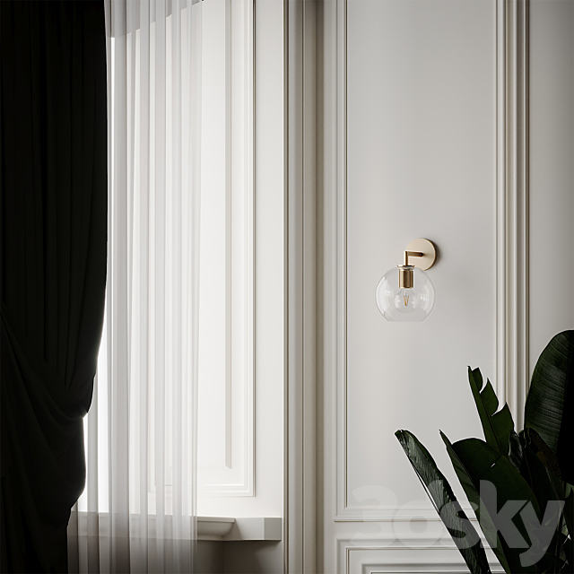 Utilitaire Globe Shade Single Sconce 3 Type Materials 3dsky