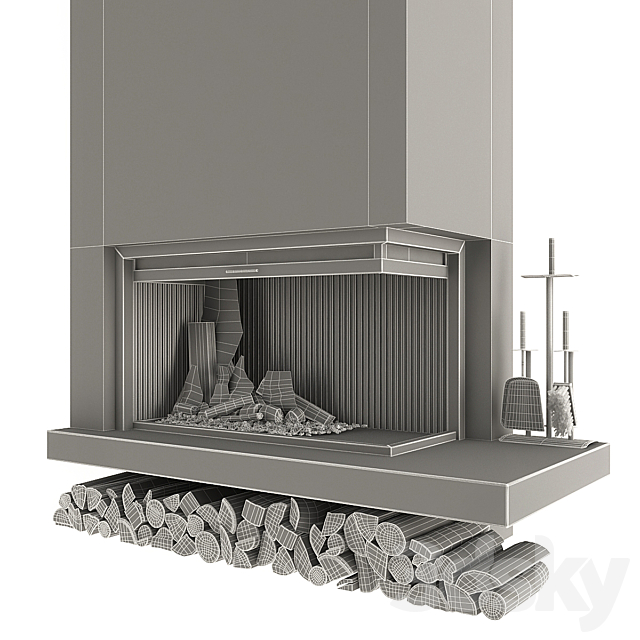 Corner fireplace 3DSMax File - thumbnail 2